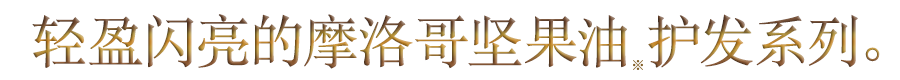 轻盈闪亮的摩洛哥坚果油护发系列。